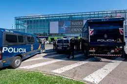 Varios vehículos de la Policía Nacional en el dispositivo puesto en marcha para la OTAN, en IFEMA Madrid – Alberto Ortega – Europa Press