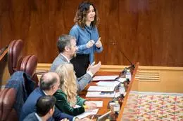 La presidenta de la Comunidad de Madrid, Isabel Díaz Ayuso, interviene durante un pleno de la Asamblea de Madrid, a 22 de febrero de 2024, en Madrid (España) – Diego Radamés – Europa Press