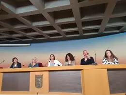 La portavoz socialista en el Ayuntamiento de Madrid, Reyes Maroto, y el grupo municipal en rueda de prensa - EUROPA PRESS